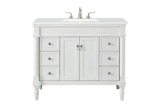 42 inch Single Bathroom vanity in Antique White with ivory white engineered marble