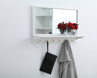 Entryway mirror with shelf  34 inch x 21 inch in white