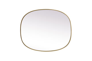 Metal Frame Oval Mirror 30x36 Inch in Brass