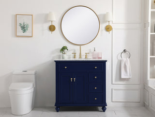 36 inch Single bathroom vanity in blue