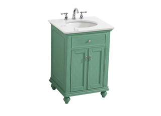 24 inch Single Bathroom vanity in vintage mint with ivory white engineered marble