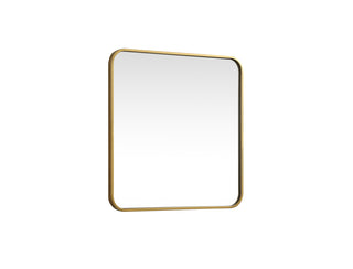 Soft corner metal square mirror 24x24 inch in Brass