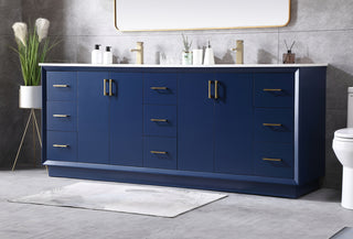 84 Inch Double Bathroom Vanity In Blue