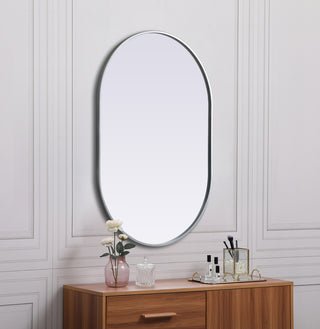 Metal Frame Oval Mirror 27x40 Inch in Silver