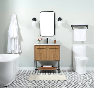 30 inch Single bathroom vanity in walnut brown