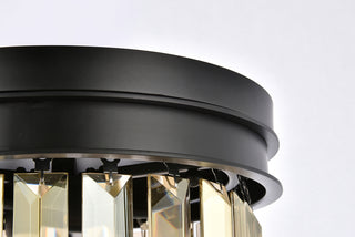 Sydney 3 light Matte Black Flush Mount Golden Teak (Smoky) Royal Cut Crystal