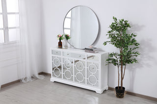60 in. mirrored credenza in white