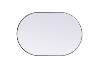 Metal Frame Oval Mirror 27x40 Inch in Silver