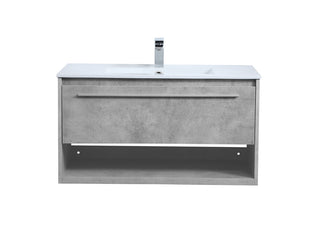 36 inch  Single Bathroom Floating Vanity in Concrete Grey