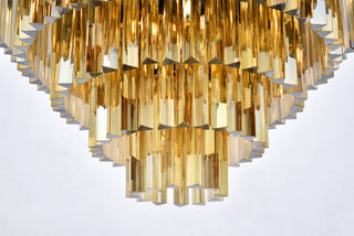 Sydney 17 light Matte Black Flush Mount Golden Teak (Smoky) Royal Cut Crystal