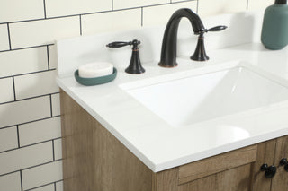 36 inch Single bathroom vanity in natural oak with backsplash