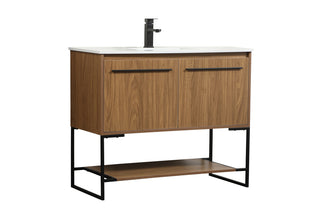 40 inch Single bathroom vanity in walnut brown