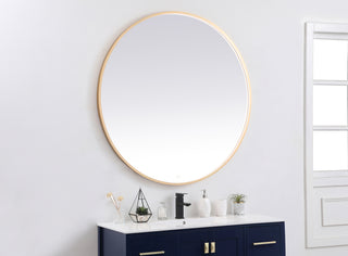 Pier 48 inch LED mirror with adjustable color temperature 3000K/4200K/6400K in brass