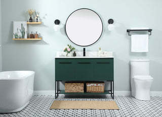 48 inch Single bathroom vanity in green with backsplash