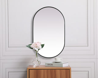 Metal Frame Oval Mirror 30x48 Inch in Black