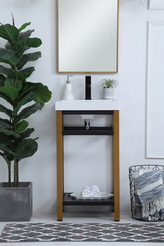 18 inch Single Bathroom Metal Vanity in Golden Black