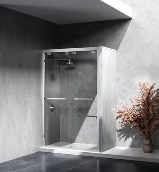 Semi-frameless shower door 48 x 76 Brushed Nickel