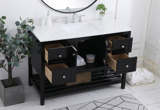 48 inch Single Bathroom Vanity in Black with Backsplash