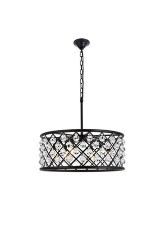 Madison 6 light Matte Black Chandelier Clear Royal Cut Crystal