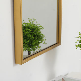 Metal frame rectangle mirror 14 inch in Brass