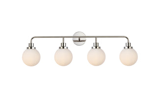 Hanson 4 lights bath sconce in polished nickel with frosted shade