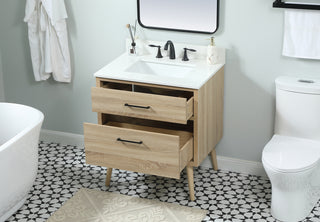 30 inch Single bathroom vanity in mango wood with backsplash