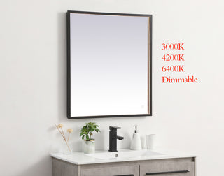 Pier 27x30 inch LED mirror with adjustable color temperature 3000K/4200K/6400K in black