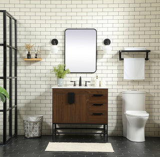 36 inch Single bathroom vanity in walnut