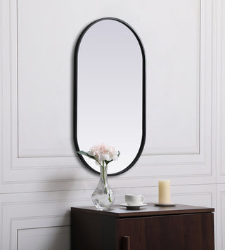 Metal Frame Oval Mirror 20x36 Inch in Black