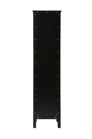 16 Inch Wide Bathroom Linen Storage Freestanding Cabinet In Black