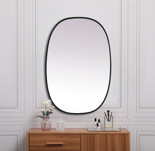 Metal Frame Oval Mirror 27x40 Inch in Black