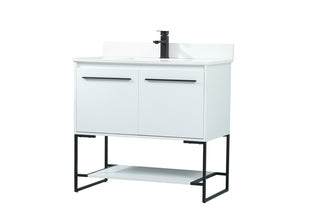 36 inch Single bathroom vanity in white with backsplash