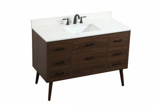 48 inch Single bathroom vanity in walnut with backsplash