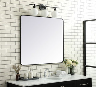 Soft corner metal rectangular mirror 36x40 inch in Black