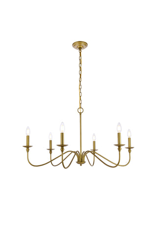 Rohan 6 lights brass chandelier