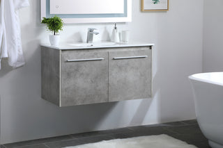 36 inch  Single Bathroom Floating Vanity in Concrete Grey