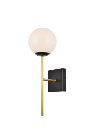 Neri 1 light black and brass and white glass wall sconce