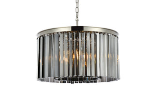 Sydney 8 light polished nickel Chandelier Silver Shade (Grey) Royal Cut Crystal