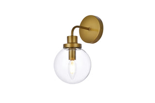 Hanson 1 light bath sconce in brass with clear shade