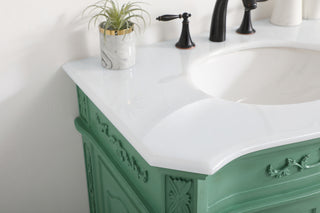 32 inch Single Bathroom vanity in vintage mint with ivory white engineered marble