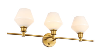 Gene 3 light Brass and Frosted white glass Wall sconce