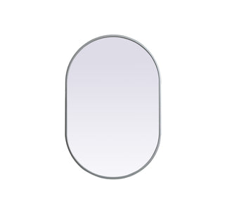 Metal Frame Oval Mirror 20x30 Inch in Silver