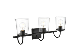 Avani 3 light Black and Clear Bath Sconce