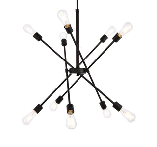 Axel 10 lights black pendant with hanging rod