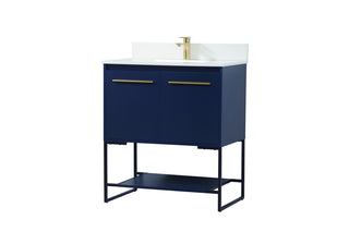 30 inch Single bathroom vanity in blue with backsplash