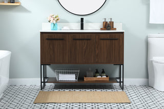 48 inch Single bathroom vanity in walnut with backsplash