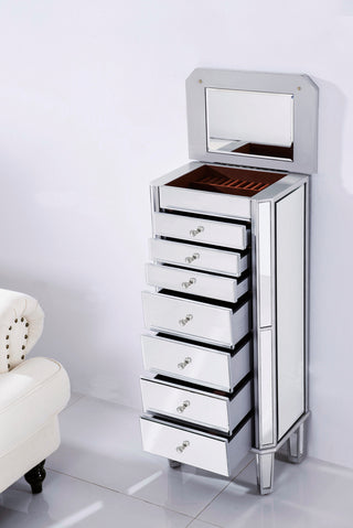 7 Drawer Jewelry Armoire 18 in. x 12 in. x 41 in. in silver Clear