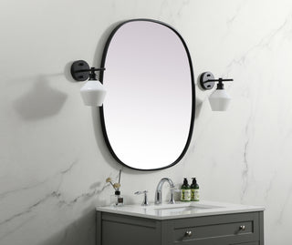 Metal Frame Oval Mirror 30x36 Inch in Black