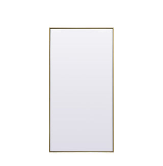 Metal Frame Rectangle Full Length Mirror 30x60 Inch in Brass