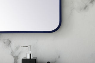 Soft corner metal rectangular mirror 28x42 inch in Blue